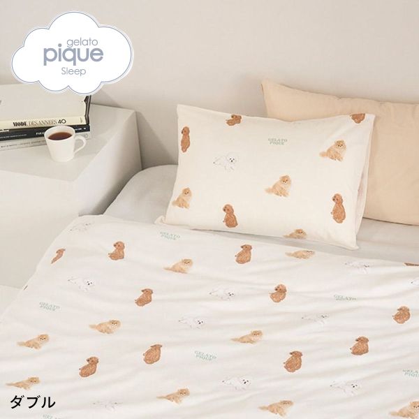 樂天商城 - ジェラートピケ スリープ DOG柄プリント寝具2点セット(ダブル) ジェラピケ gelato pique Sleep ADIEU