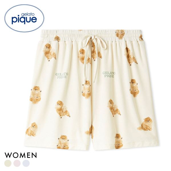 樂天商城 - ジェラートピケ レディース ドッグ柄ショートパンツ ジェラピケ パジャマ ルームウェア gelato pique ADIEU 全3色