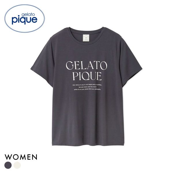 ジェラートピケ レディース レーヨンロゴTシャツ ジェラピケ パジャマ ルームウェア gelato pique ADIEU 全2色