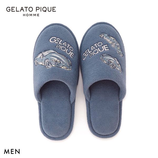 樂天商城 - ジェラートピケ オム メンズ エアリーモコスタービークルモチーフルームシューズ ジェラピケ GELATO PIQUE HOMME ADIEU