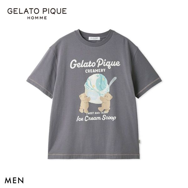 樂天商城 - 【メール便(25)】 ジェラートピケ オム メンズ アイスクリームベアワンポイントTシャツ ジェラピケ ルームウェア GELATO PIQUE HOMME ADIEU M-L