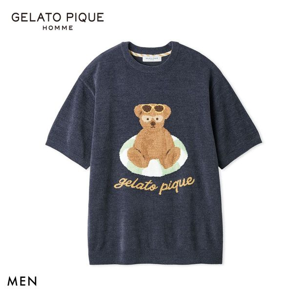 上身 - 【10%OFF・6/11 09:59まで】 ジェラートピケ オム メンズ サマーベアジャガードプルオーバー ジェラピケ パジャマ ルームウェア GELATO PIQUE HOMME ADIEU M-L ev_sp_10