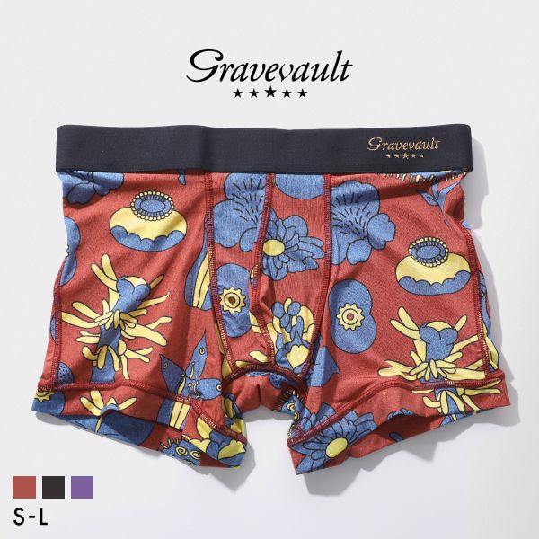 Rakuten - グレイブボールト EMBRO FLOWER ショート ボクサーパンツ メンズ Gravevault 前とじ S M L 3052612 日本製 ADIEU 全3色 S-L