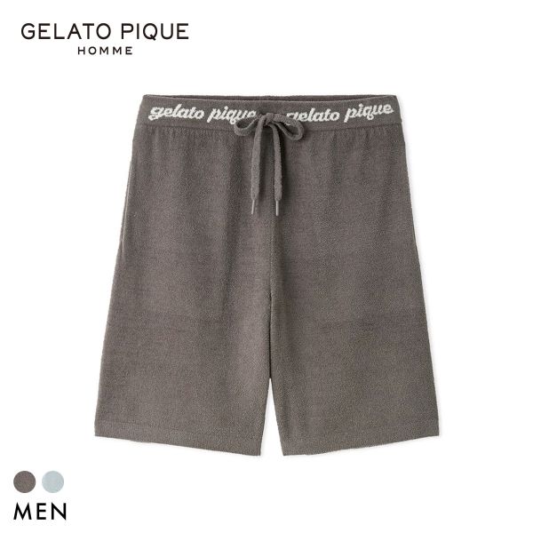 Rakuten - ジェラートピケ オム メンズ エアリーモコロゴジャガードハーフパンツ ジェラピケ パジャマ ルームウェア gelato pique HOMME ADIEU 全2色 M-L