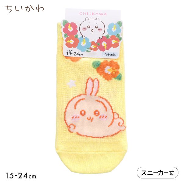 樂天商城 - 【メール便(10)】 ちいかわ ソックス うさぎアロハ スニーカー丈 ジュニア キッズ メッシュ 靴下 入園 入学 キャラクター 15-20cm 19-24cm ADIEU 15-20cm-19-24cm くつ下