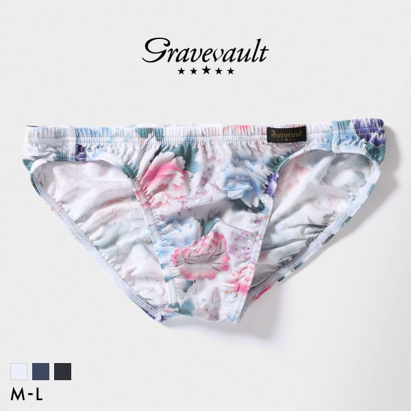 樂天商城 - 【300円OFFクーポン・なくなり次第終了】 グレイブボールト Gravevault PEONY FLOWER フルバック ビキニ メンズ ブリーフ 前とじ S M L 日本製 ADIEU 全3色 M-L