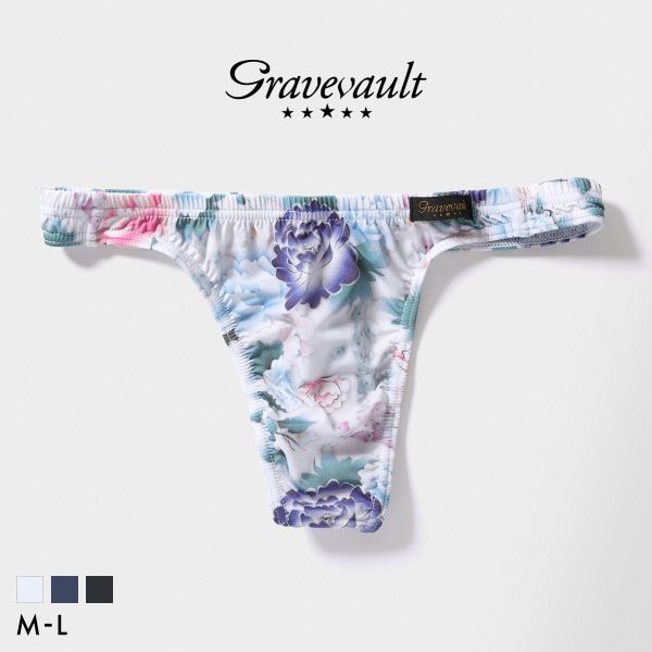 乐天商城 - グレイブボールト Gravevault PEONY FLOWER Tバック ビキニ メンズ 前とじ M L 日本製 ADIEU 全3色 M-L 男性用 パンツ ショーツ 下着