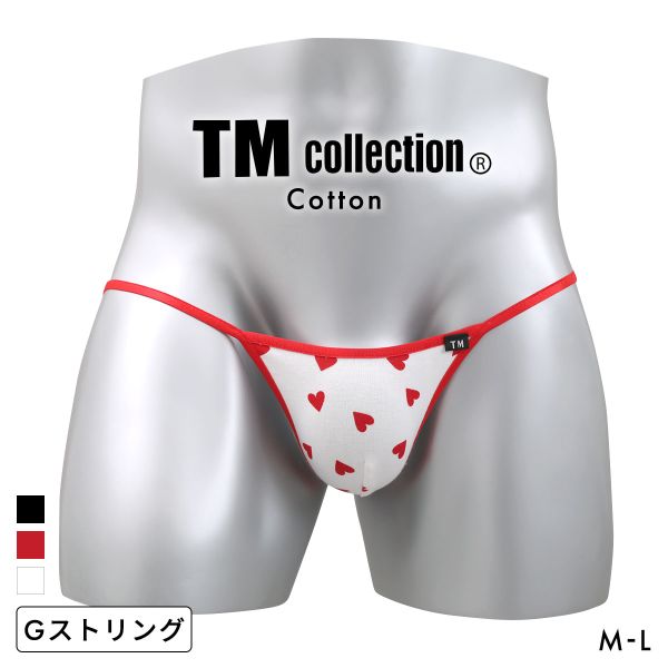 乐天商城 - 【メール便(3)】 ティーエム コレクション コットンベア天 Pretty Heart micro trim G-string Gストリング メンズ TM collection 日本製 ADIEU 全3色 M-L
