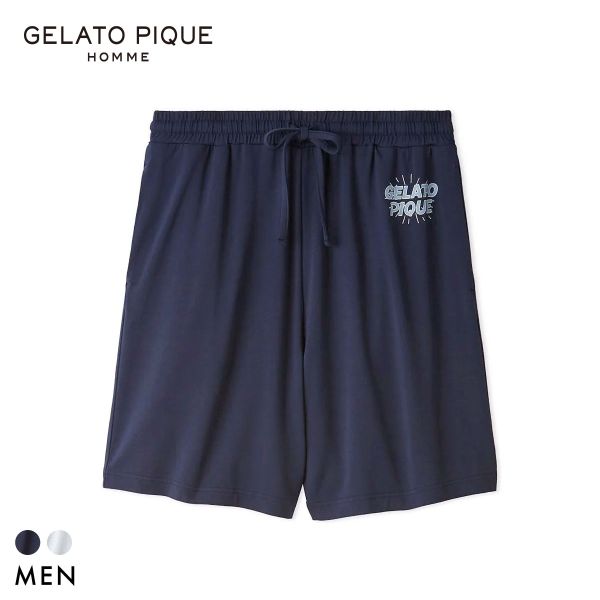 乐天商城 - ジェラートピケ オム メンズ 接触冷感 レーヨンシャークハーフパンツ ジェラピケ パジャマ GELATO PIQUE HOMME ADIEU 全2色 M-L