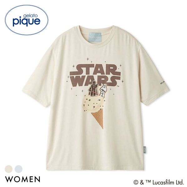 Rakuten - 【300円OFFクーポン・なくなり次第終了】 ジェラートピケ STAR WARS レディース ワンポイントTシャツ ジェラピケ スターウォーズ パジャマ ルームウェア ADIEU 全2色