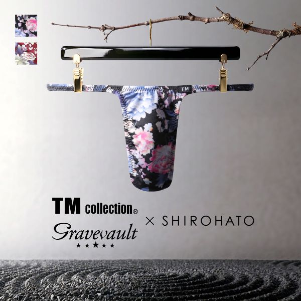 樂天商城 - 【メール便(5)】 Tバック TM collection×Gravevault×SHIROHATO コラボ PEONY FLOWER ハギなしシャープ ビキニ メンズ下着 パンツ 日本製 ADIEU 全2色 M-XL
