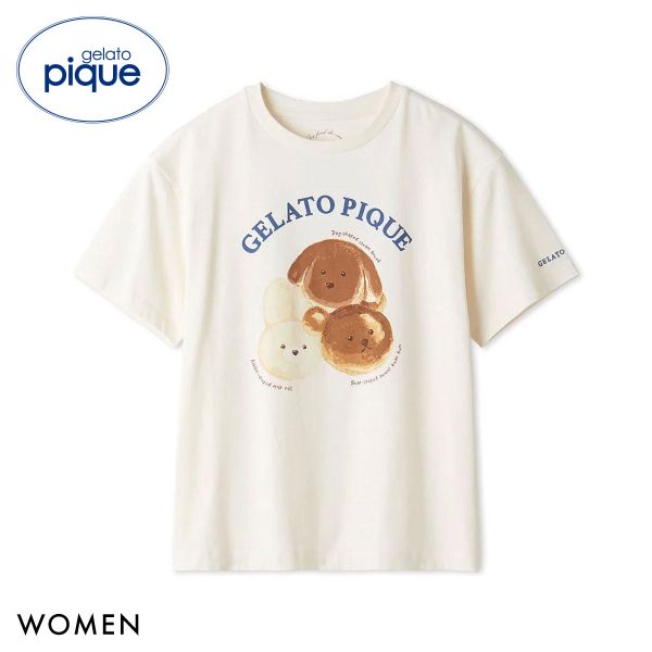 【メール便(23)】 ジェラートピケ レディース アニマルブレッドワンポイントTシャツ ジェラピケ パジャマ ルームウェア gelato pique ADIEU ギフト プレゼント