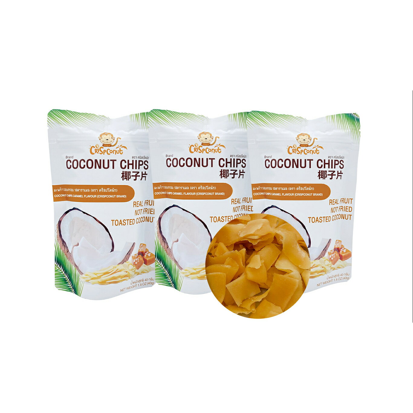 ココナッツチップス キャラメル味 (40g x3袋) COCONUT CHIPS ローストしたココナッツのお菓子(キャラメル風味)。パリパリ・サクサク食感。【パ...