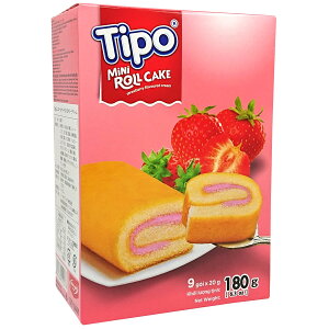 Tipo ミニロールケーキ ストロベリークリーム（180g）海外パッケージでとにかく可愛い！小さくて罪悪感なく何個でも食べちゃってOK！！