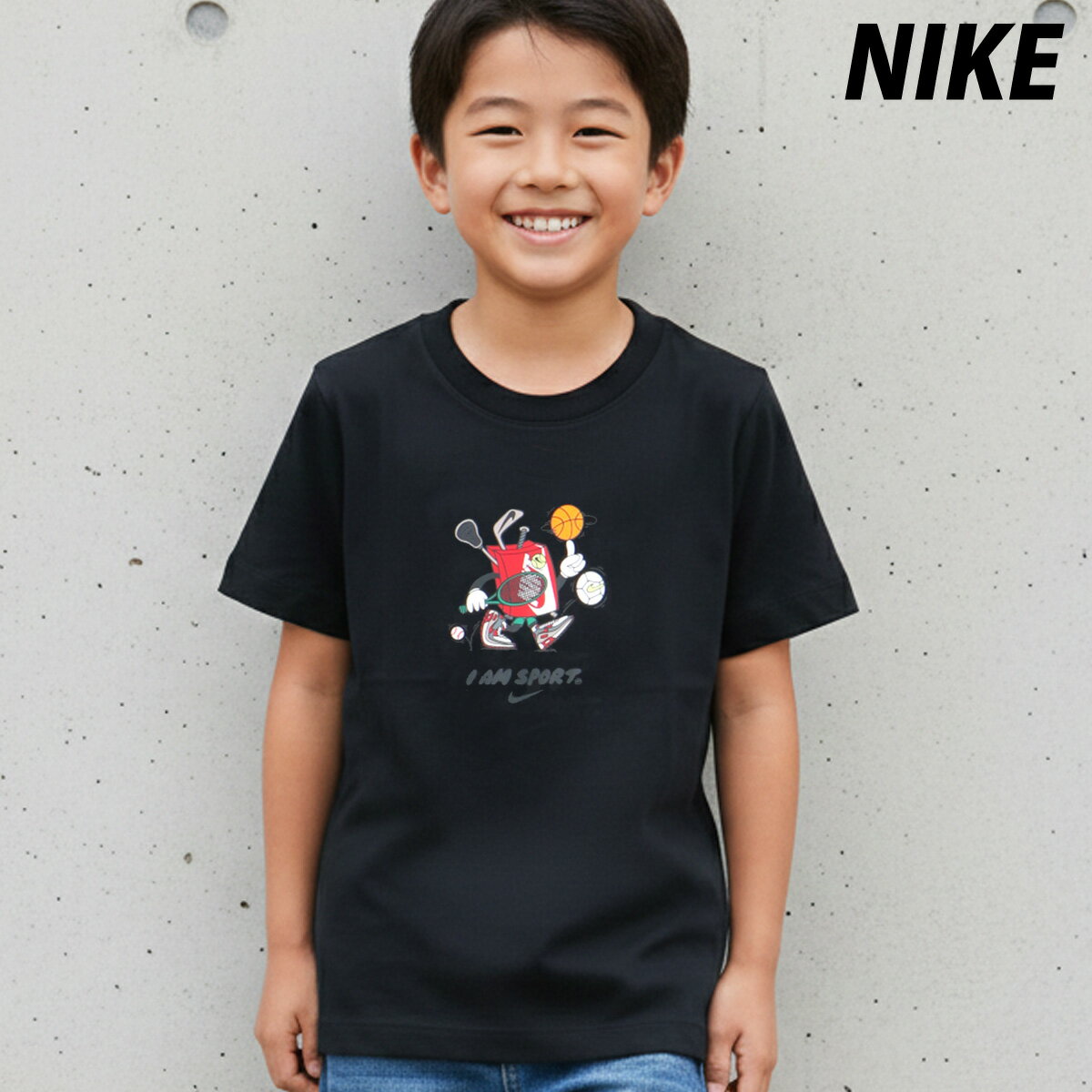 マラソン最大3000円オフクーポン有！ ナイキ Tシャツ ブランド ジュニア 半袖 コットン100 綿100 黒 ブラック NIKE II0452 男 女の子 キッズ 男の子 スポーツウェア トレーニングウェア スポーツ おしゃれ