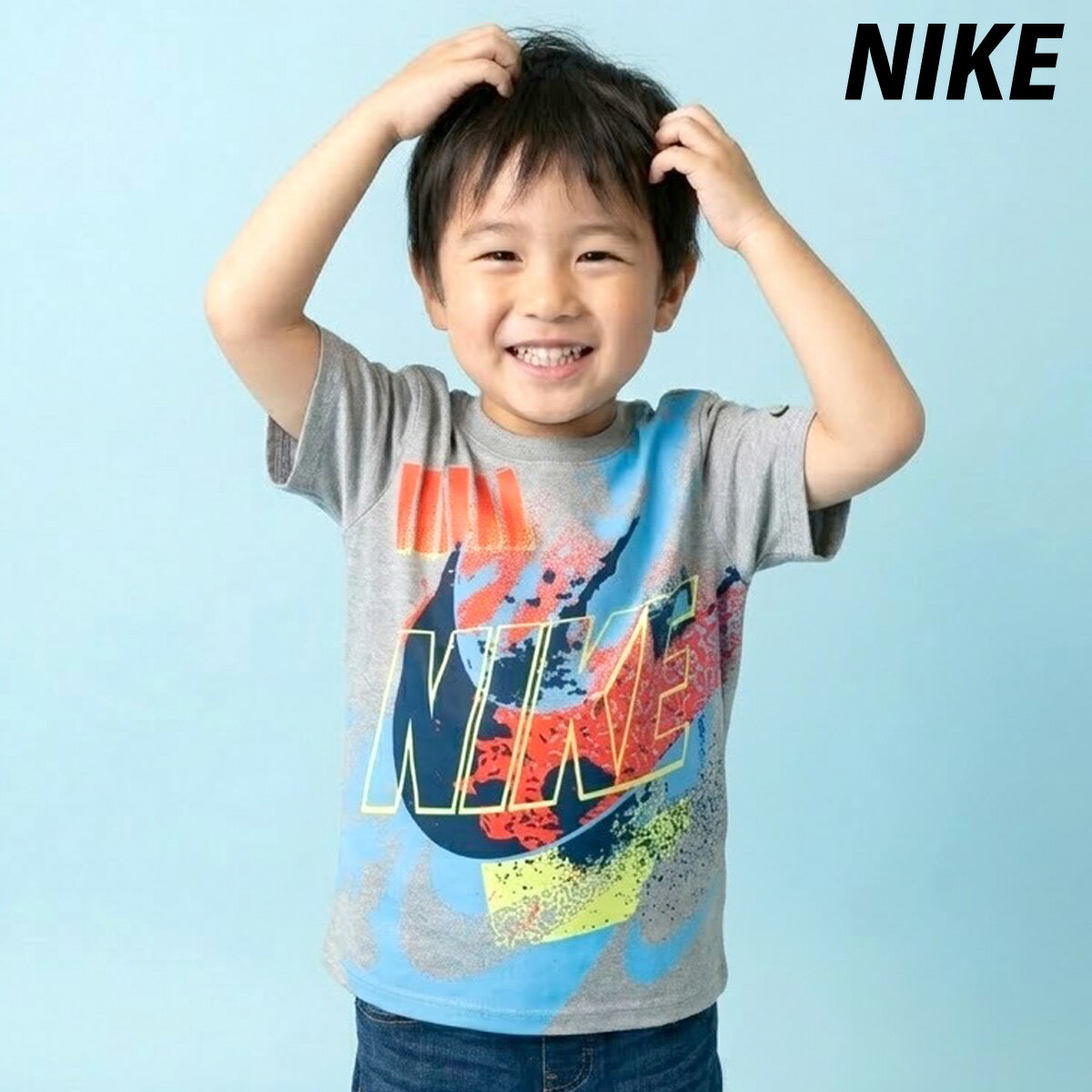 樂天商城 - ナイキ Tシャツ ジュニア 半袖 速乾 スポーツ ブランド 吸汗 吸水 NIKE ビッグロゴ ドライ 4才 5才 6才 7才 86N831 灰色 グレー 男 女の子 キッズ 男の子 プラクティスシャツ プラシャツ スポーツウェア トレーニングウェア