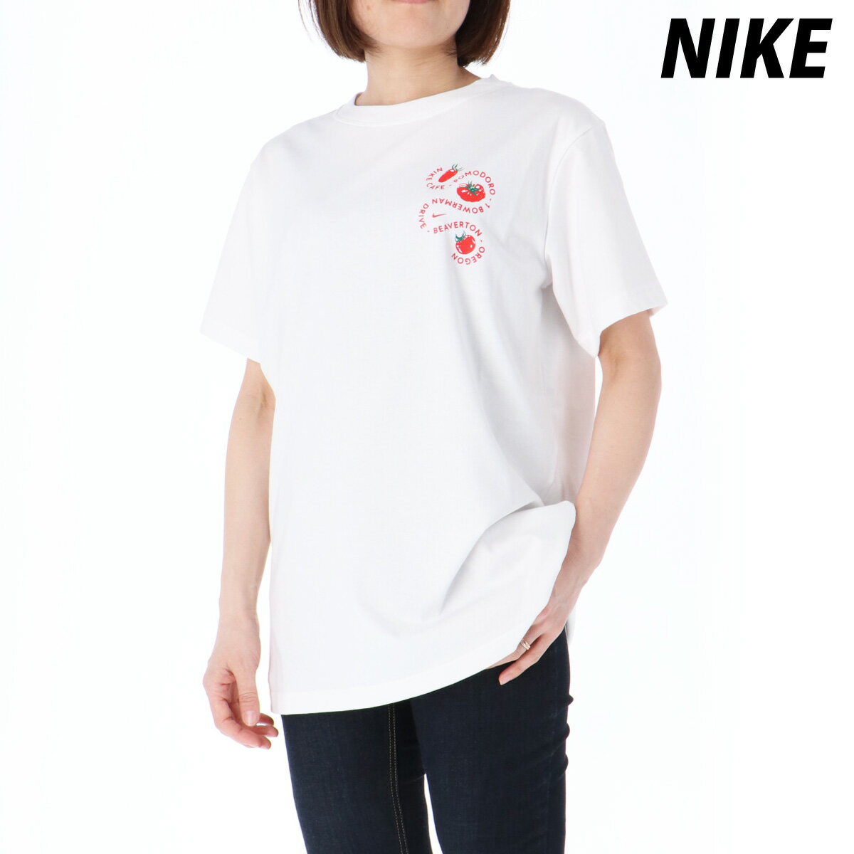 樂天商城 - ナイキ Tシャツ ブランド レディース 半袖 コットン100 綿100 トマト ゆったり 体型カバー 白 ホワイト NIKE IH8037 ウィメンズ かわいい 大きいサイズ 有 トップス ウォーキング ウェア スポーツウェア トレーニングウェア スポーツ おしゃれ 新作