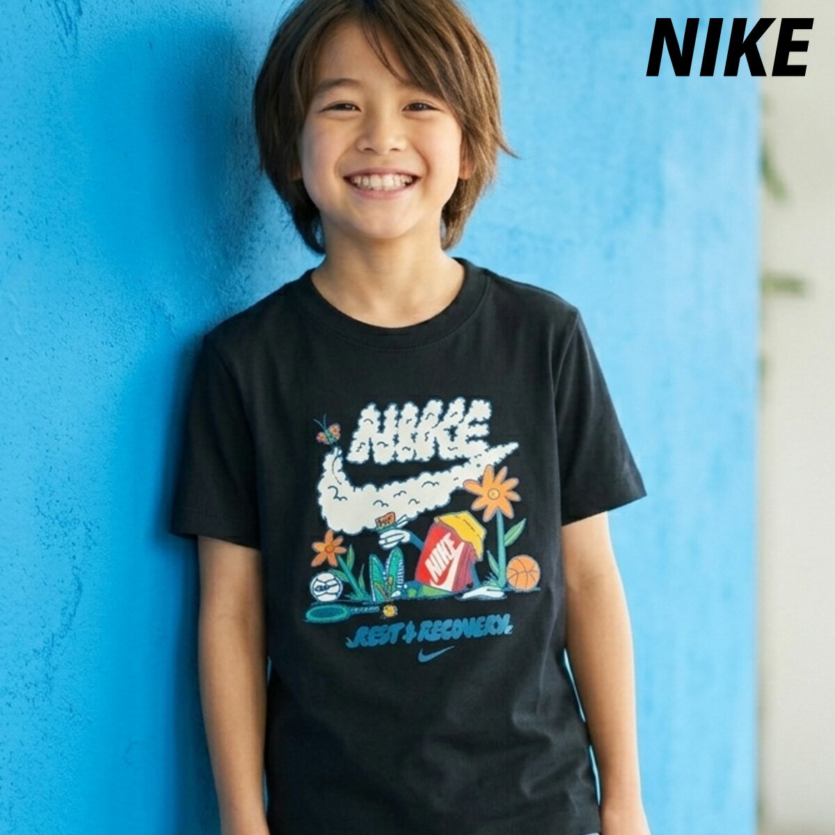 Rakuten - ナイキ 半袖 NSW Tシャツ ジュニア ブランド NIKE クルーネック コットン100 綿100 シューズボックス II9940 010 3ds 黒 ブラック 男 女の子 キッズ 男の子 スポーツウェア トレーニングウェア スポーツ おしゃれ