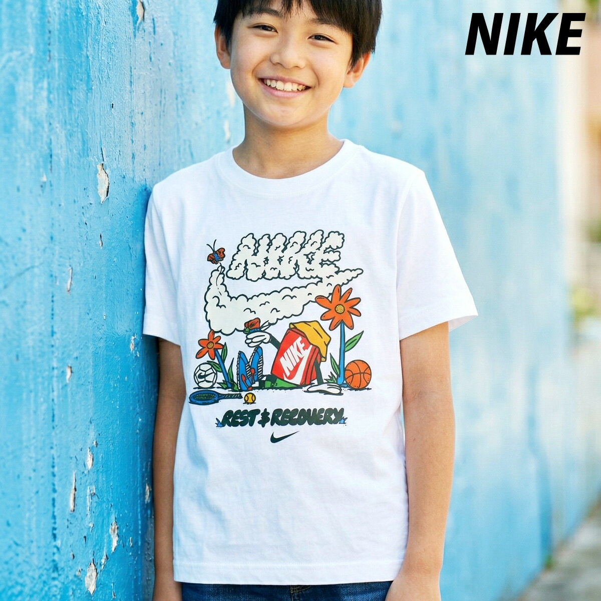 Rakuten - ナイキ Tシャツ ブランド ジュニア 半袖 クルーネック コットン100 綿100 シューズボックス NSW 白 ホワイト NIKE II9940 男 女の子 キッズ 男の子 スポーツウェア トレーニングウェア スポーツ おしゃれ 新作
