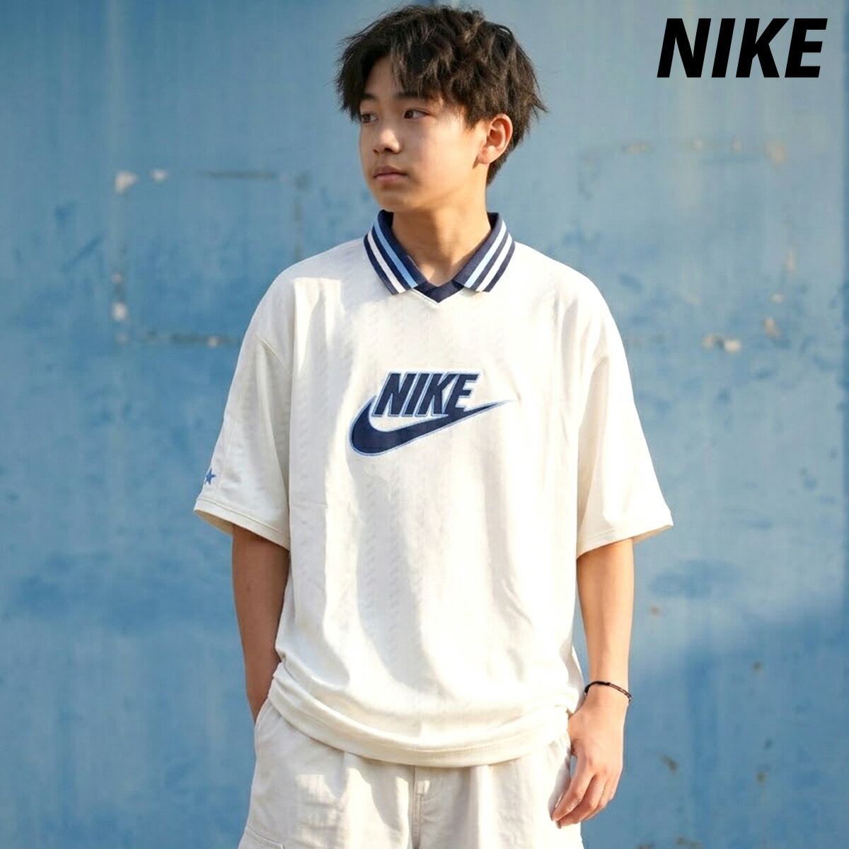樂天商城 - ナイキ Tシャツ ブランド ジュニア 半袖 襟付き Vネック Just Do It 薄茶色 ベージュ NIKE IQ0435 男 女の子 キッズ 男の子 プラクティスシャツ プラシャツ スポーツウェア トレーニングウェア スポーツ おしゃれ