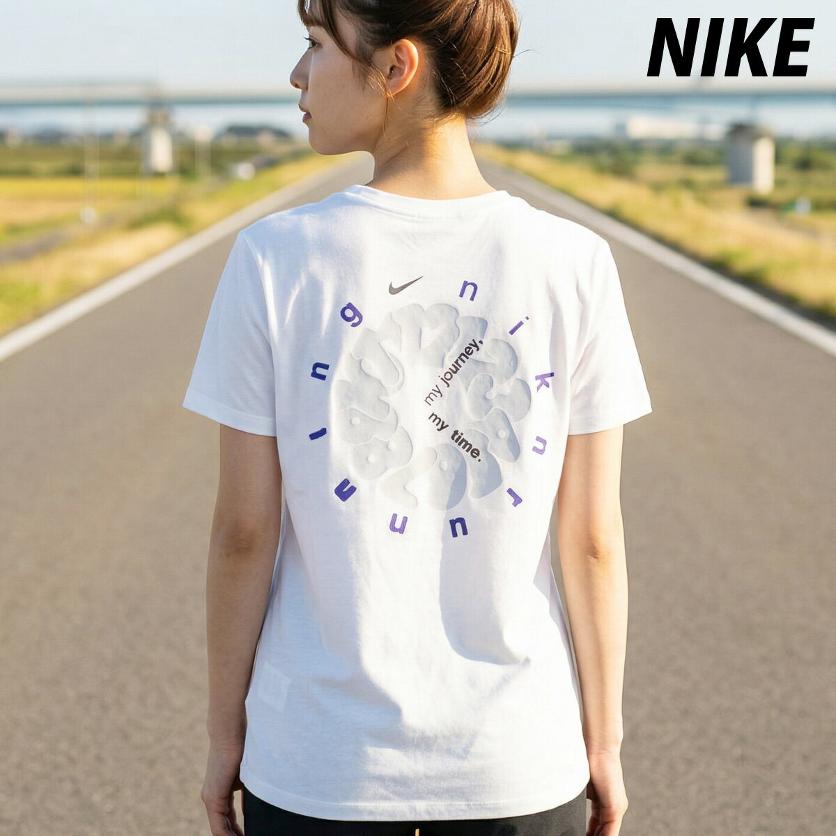 Tops - ナイキ Tシャツ レディース 半袖 速乾 スポーツ ブランド 吸汗 吸水 ドライ バックプリント付き 綿混 NIKE IR6467 白 ホワイト 新作 ウィメンズ かわいい 大きいサイズ 有 トップス ウォーキング ウェア スポーツウェア