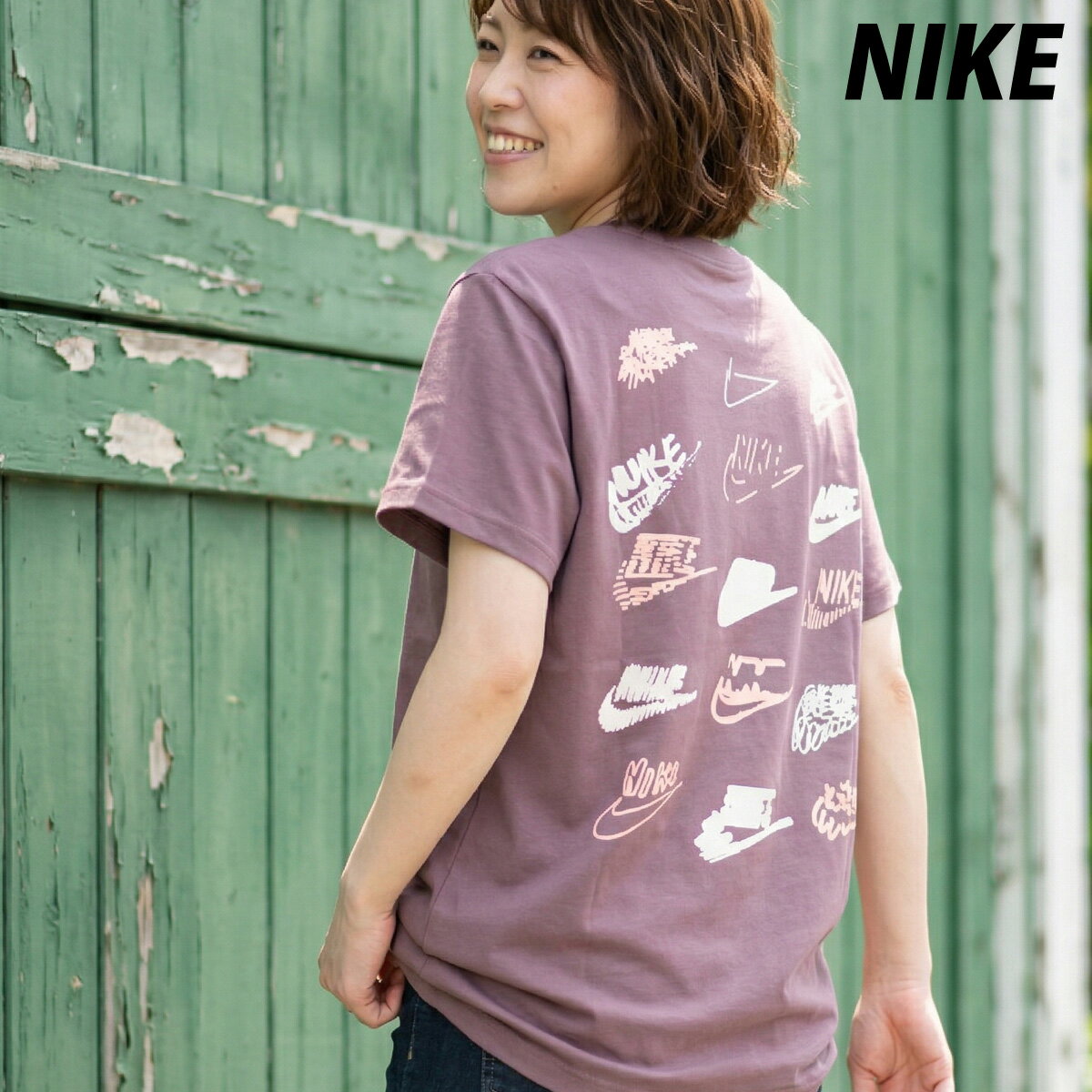 樂天商城 - ナイキ Tシャツ ブランド レディース 半袖 バックプリント付き コットン100 綿100 ゆったり 体型カバー NSW 赤 レッド NIKE IR7833 ウィメンズ かわいい 大きいサイズ 有 トップス ウォーキング ウェア スポーツウェア トレーニングウェア スポーツ おしゃれ