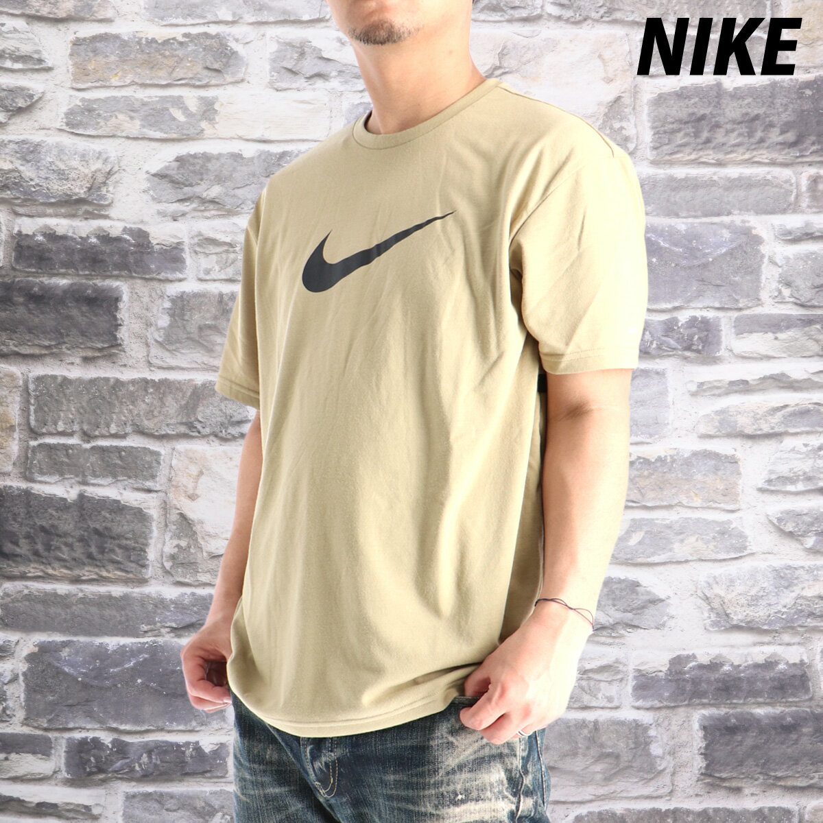 樂天商城 - ナイキ Tシャツ メンズ 半袖 速乾 スポーツ ブランド 吸汗 吸水 ハイドロガード NIKE ドライ 日差し予防 ビッグロゴ ラッシュガード 海 日焼け対策 UVカット NESSG523 薄茶色 ベージュ 新作 大きいサイズ 有 プラクティスシャツ
