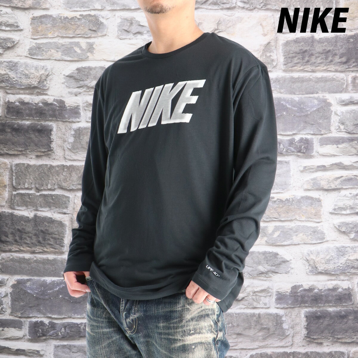 樂天商城 - ロンT 長袖Tシャツ メンズ ブランド ナイキ スポーツ Tシャツ ロンティー ロングTシャツ 長袖 NIKE ハイドロガード 吸汗 速乾 吸水 ドライ 日差し予防 UVカット ラッシュガード NESSG524 黒 ブラック 新作 大きいサイズ 有 プラクティスシャツ プラシャツ