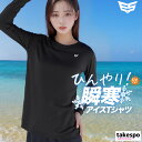 Tシャツ レディース 長袖 ロンT ESL551 エスラッド 冷感カチオン ESLAD 4WAYストレッチ 接触冷感 アイスロンT UVケア 5/o 半額以下 ...