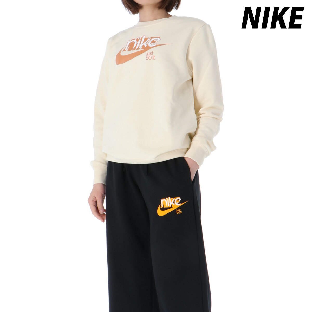 ナイキ ナイキ SALE セール スウェット 上下 レディース NIKE クルーネック 裏毛 綿混 FN3629 あす楽 白 ホワイト| セットアップ 上下セット ウィメンズ かわいい 大きいサイズ 有 ウォーキング ウェア スポーツウェア トレーニングウェア