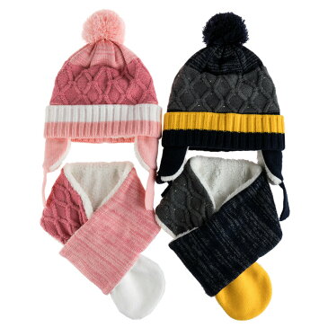 【売れ筋】Xmas クリスマス【高品質♪安心安全】帽子 暖かく可愛い ニット帽 子供 キッズ マフラー セット ベビー 男の子 女の子 Kids 秋 冬 かわいい こども 耳あて ポン付き 裏起毛 裏ボア 秋冬 アウトドア ひなまつり プレゼント ぽんぽん ピンク ネイビー