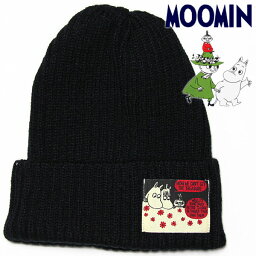 ムーミン ニットキャップ フラワー/ブラック レディース MOOMIN キャラクター 帽子 ビーニー 防寒対策グッズ 【RCP】