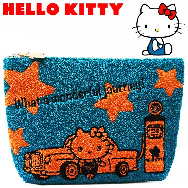 ハローキティ サガラ刺繍ポーチ ガソリンスタンド レディース キッズ HELLO KITTY サンリオ キャラクター グッズ 小物入れ 【RCP】