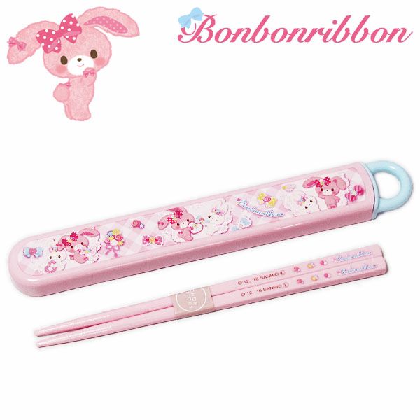 ぼんぼんりぼん スライド箸＆箸箱セット リボン＆フラワー キッズ Bonbonribbon サンリオ キャラクター 子ども用 食器 食洗機対応 ABS2AM 【RCP】