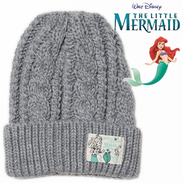 リトル・マーメイド ケーブルニットキャップ SEA/グレー レディース メンズ Disney The Little Mermaid ディズニー キャラクター 帽子 ビーニー 防寒対策グッズ 【RCP】