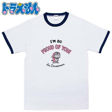 ドラえもん 半袖Tシャツ リンガーネック ロゴピンク レディース メンズ ウェア トップス