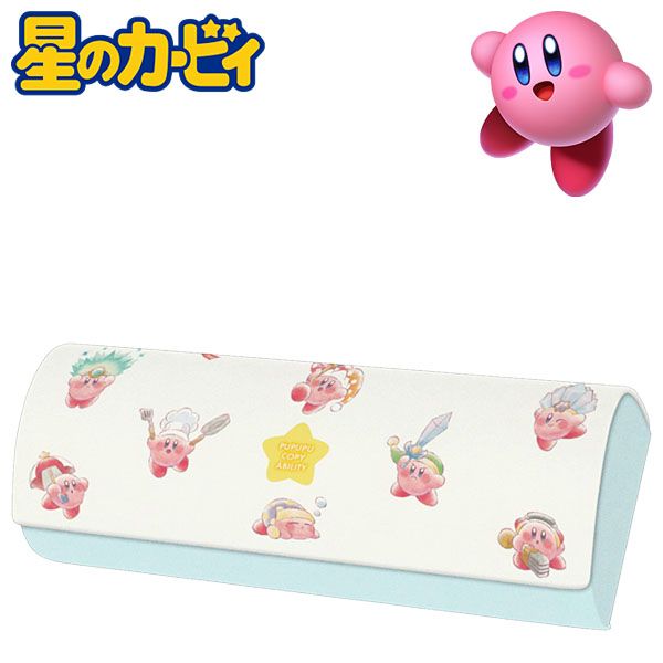 Nintendo Kirby's Dream Land 丸い体に手足がついた任天堂の人気ゲームキャラクター・カービィのメガネクロス付きメガネケースです！ パラソルやソード、コックなどの能力をコピーしたカーヴィたちのイラストがプリントされたカワイイデザイン☆ 可愛いデザインのマルチクロス付き。 しっかりとしたハードタイプのケースなので眼鏡の保護も安心♪ メガネはもちろん、ペンケースやアクセサリーケース、小物ケースなど使い方色々◎ 【サイズ】本体：4×16×6cm クロス：14.5×14.5cm 【重量】120g 【素材】本体：合成皮革、スチール、アルミニウム 本体内側：レーヨン100％（起毛加工） クロス：ポリエステル100％ 【生産国】中国