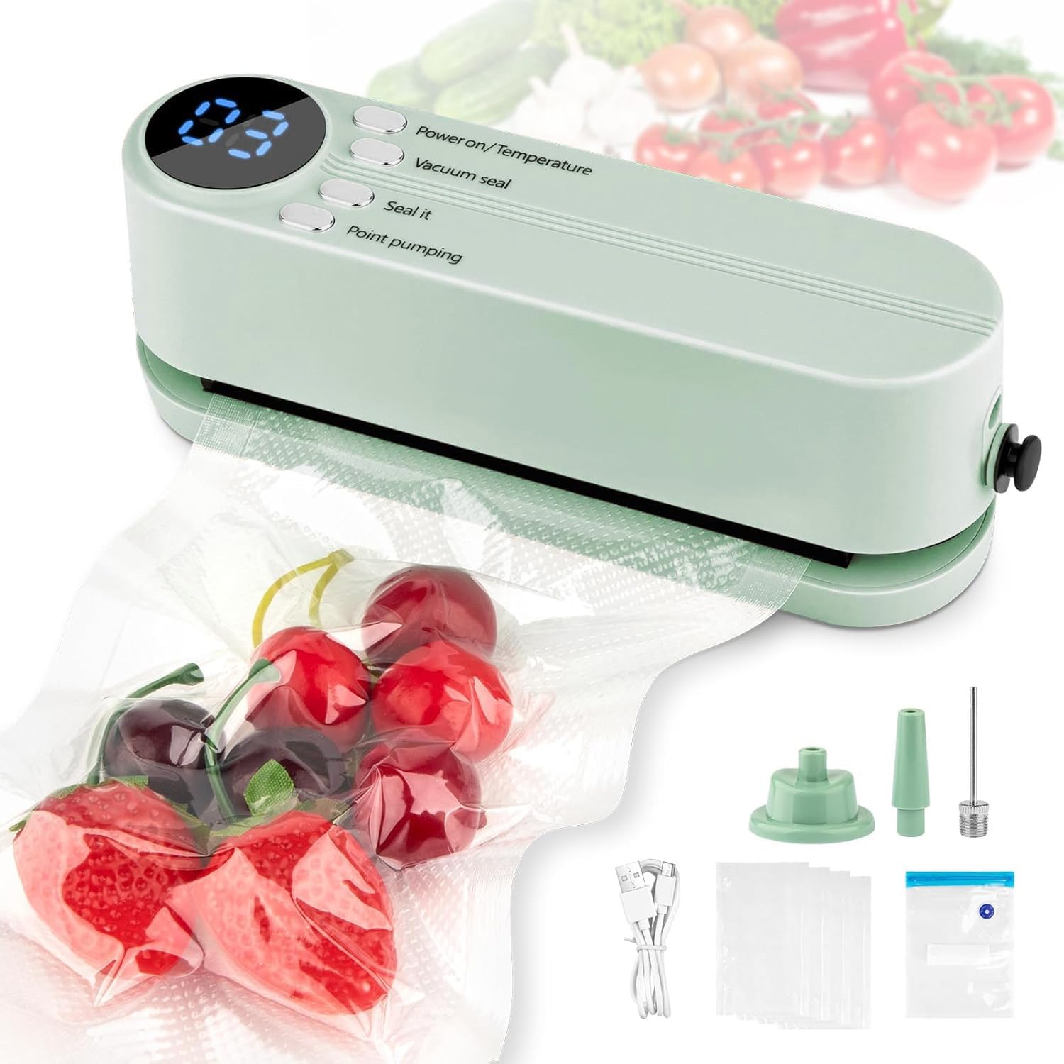 真空パック機 フードシーラー【2025年モデル】真空パックん 4IN1真空シーラー 全自動 USB式真空パック器 吸収力60kPa 家庭用 多機能 乾湿対応 高耐久性 シールのみ 脱気 シール インフレータブル 軽量 操作簡単 小型 低騒音 真空パックx5