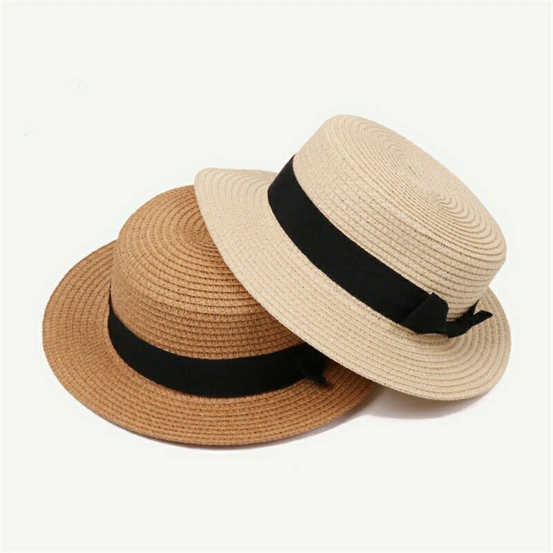 太陽帽子 サンスクリーンハット シンプル イングランドスタイル 夏 麦わら帽子 子供用ボーラーハット ..