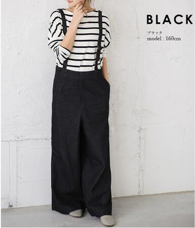 ジーパン オーバーオール ストラップ レディース キュート スイート ロング丈 デニム おしゃれ カジュアル ゆったり 体型カバー 2