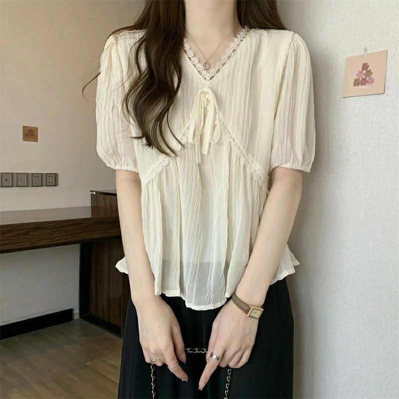 トップス 半袖 異素材 レディース 大きいサイズ　体型カバー シャツブラウス ブラウス 個性的 上品 薄..