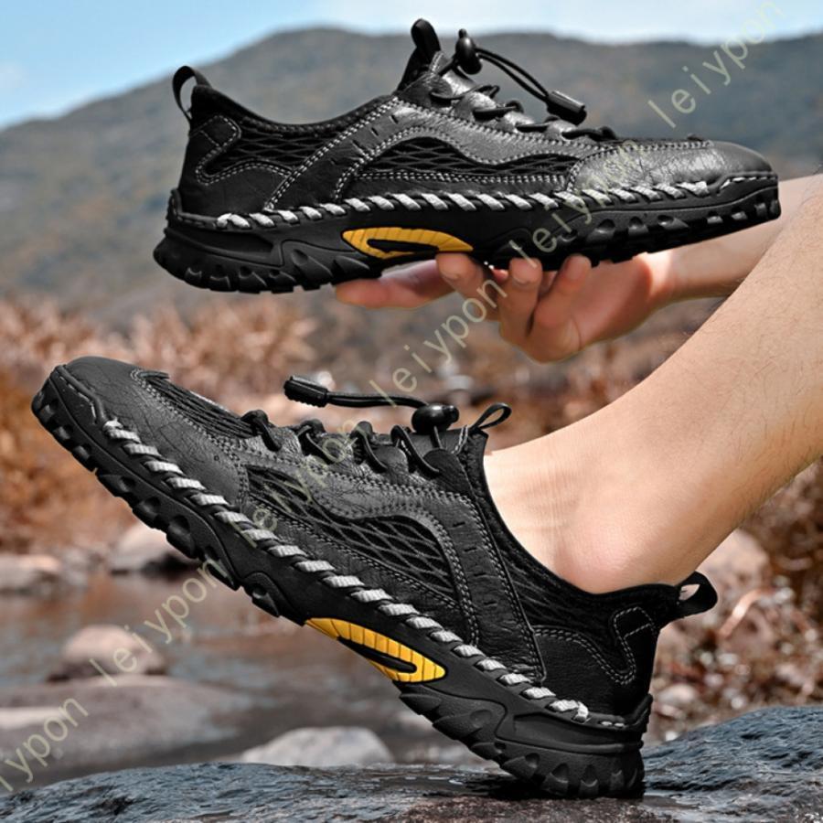 トレッキング メンズ 登山靴 厚底 滑り止め ウォーキングシューズ アウトドアシューズ おしゃれ 軽量 ランニング ジョギング カジュアル 春秋 脱ぎ履き簡単