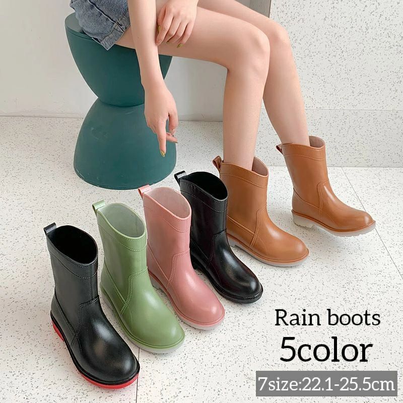 レインブーツ レインシューズ 長靴 雨靴 レディース おしゃれ かわいい シンプル 通勤 通学 雨の日 女性用 ショート丈 無地 防水 防滑