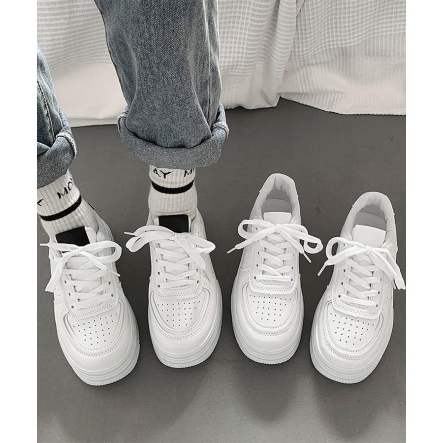 韓国風厚底スニーカーレディース白シューズ