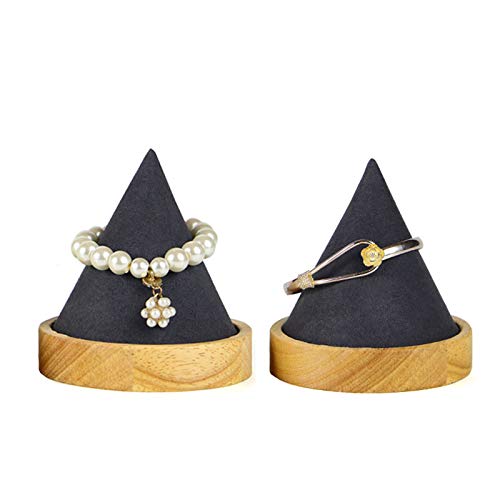 円錐形 天然木 アクセサリートレイ バングルスタンド リング ブレスレット 腕時計 ジュエリースタンド 木製 展示 装飾 指輪スタンド 収納用 ホルダー ディス...