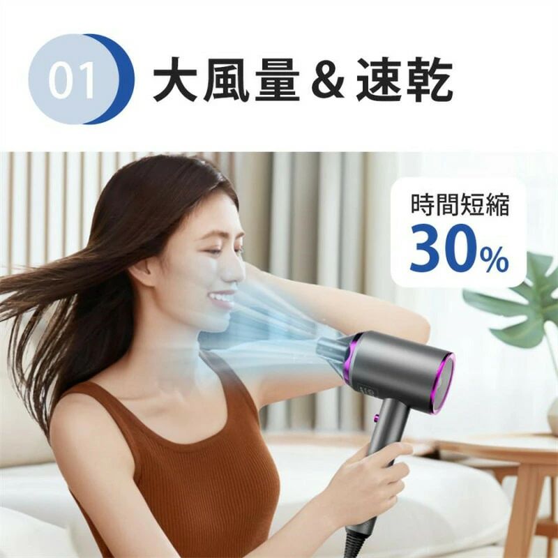 過熱保護 軽音 3段階調整 冷風 温風 高速風 20m/s ヘアケア CPN光技術 大風量 ヘアドライヤー 1200W 速乾