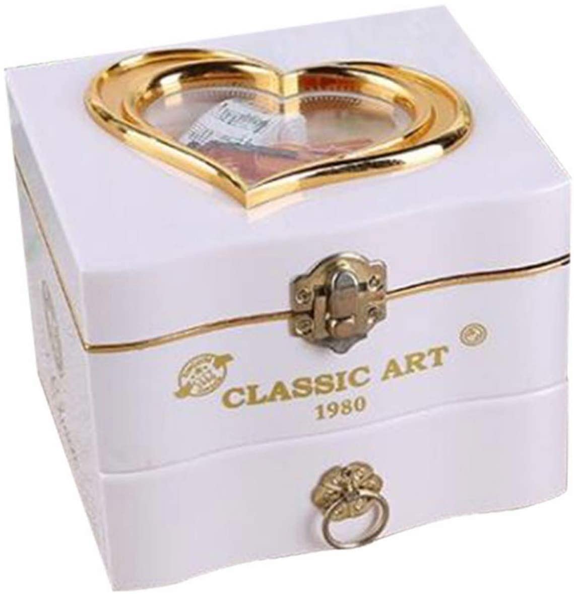 オルゴール 音楽ボックス　 回転するバレリーナが 「白鳥の湖」の音を 回転 引き出し かわいい メイク ..