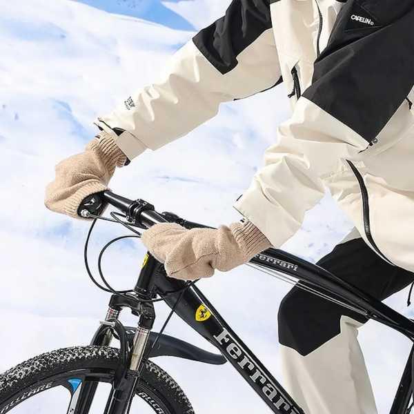 屋外サイクリング用のカラフルなニットグローブ、防寒手袋、暖かいハンドルバープロテクターカバー、ソ..