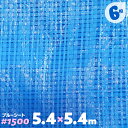 ブルーシート ハトメ 薄手 軽量 1500 6枚 5.4m×5.4m 5.4