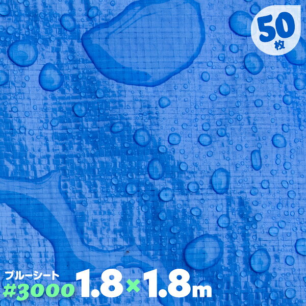 ブルーシート 厚手 防水 ハトメ 50枚 3000 1.8m×1.8m 1.8